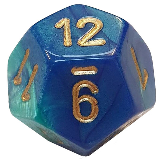 Chessex - Gemini 16mm D12 - Blue-Teal w/Gold