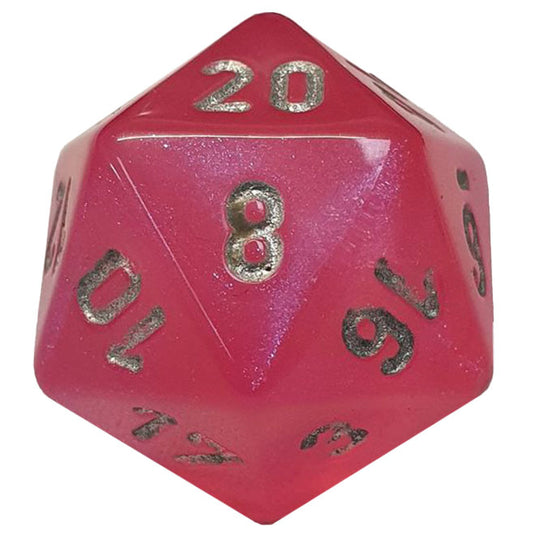 Chessex - Signature 16mm D20 - Borealis Pink with Silver