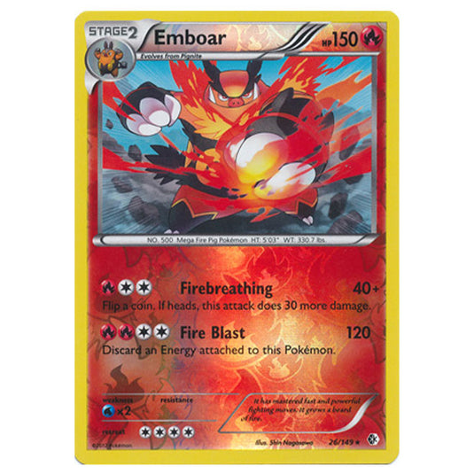 Pokemon - Black & White - Boundaries Crossed (Reverse Holo) - Emboar 26/149