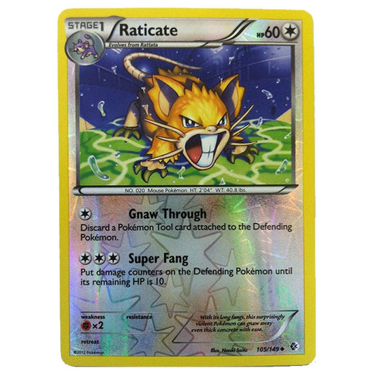 Pokemon - Black & White - Boundaries Crossed (Reverse Holo) - Raticate 105/149