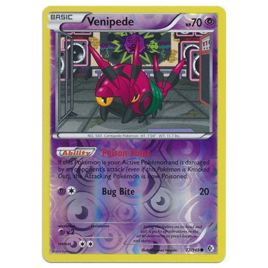 Pokemon - Black & White - Boundaries Crossed (Reverse Holo) - Venipede 72/149