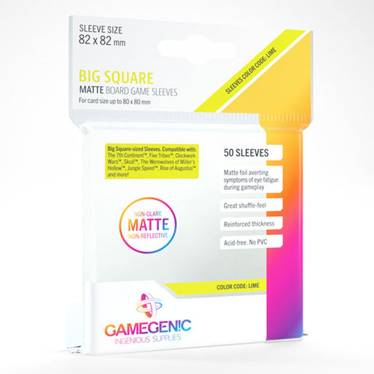 Gamegenic - MATTE Big Square-Sized Sleeves 82 x 82 mm - Clear (50 Sleeves)