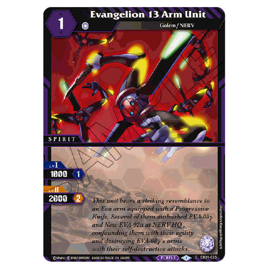 Evangelion 13 Arm Unit CB01-025 card from the Battle Spirits Saga set Evangelion - Halo of Awakening