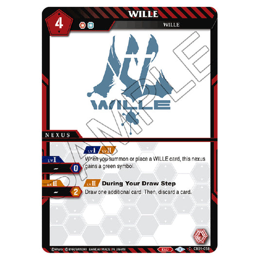 WILLE CB01-058 card from the Battle Spirits Saga set Evangelion - Halo of Awakening