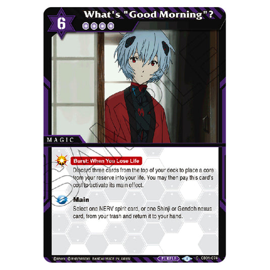 What's "Good Morning"? CB01-074 card from the Battle Spirits Saga set Evangelion - Halo of Awakening