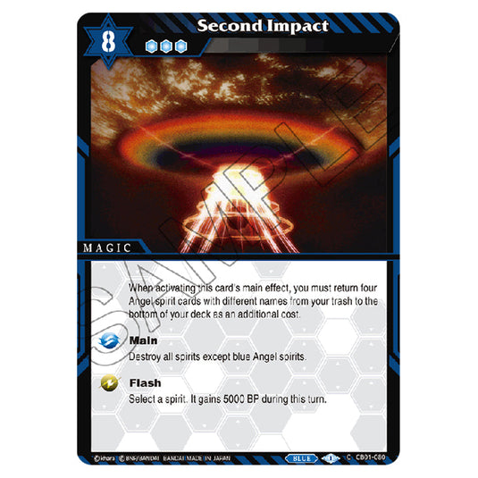 Second Impact CB01-080 card from the Battle Spirits Saga set Evangelion - Halo of Awakening