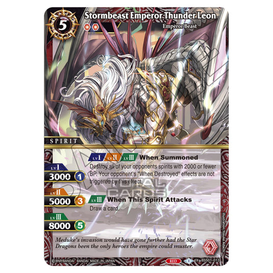 Battle Spirits Saga - Dawn of History - Stormbeast Emperor Thunder Leon (X Rare) - BSS01-013