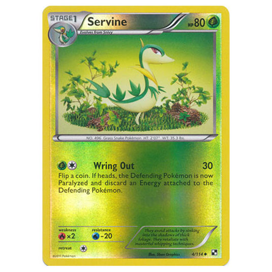 Pokemon - Black & White - (Reverse Holo) Servine 4/114