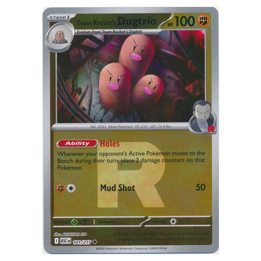Pokemon - Mega Evolution - Ascended Heroes - Ball & Rocket Reverse Holo - Team Rocket's Dugtrio - 101/217