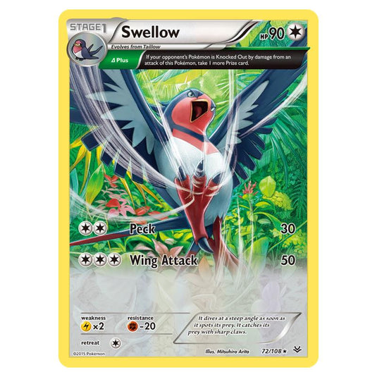 Pokemon - XY - Roaring Skies - Swellow - 72/108 (Reverse Holo)