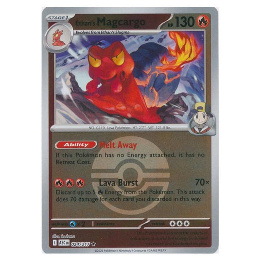 Pokemon - Mega Evolution - Ascended Heroes - Ball & Rocket Reverse Holo - Ethan's Magcargo - 024/217