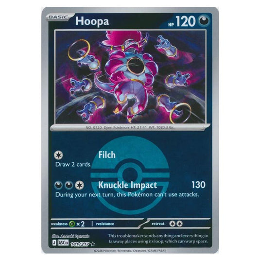 Pokemon - Mega Evolution - Ascended Heroes - Ball & Rocket Reverse Holo - Hoopa - 141/217