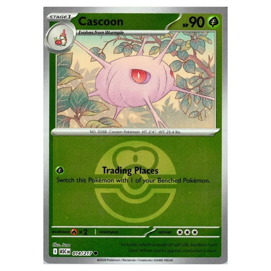 Pokemon - Mega Evolution - Ascended Heroes - Ball & Rocket Reverse Holo - Cascoon - 014/217