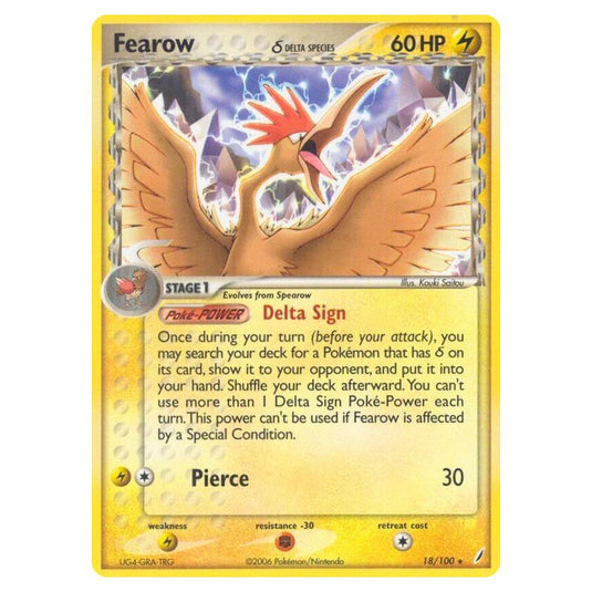 Pokemon - EX Crystal Guardians - Fearow δ Delta Species - 018/100