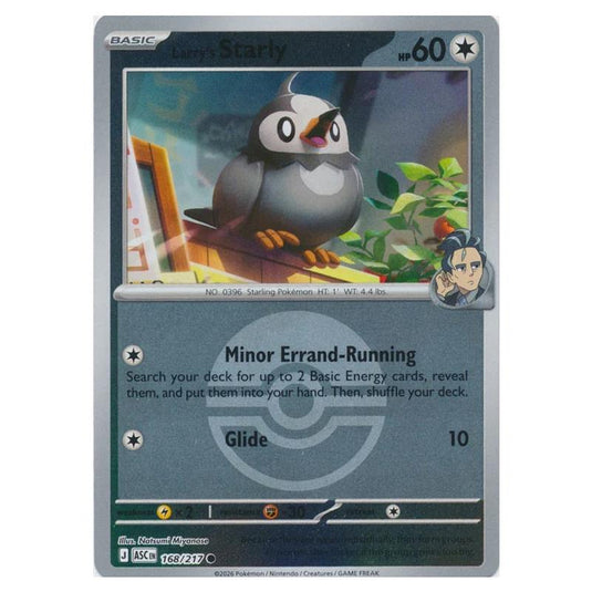 Pokemon - Mega Evolution - Ascended Heroes - Ball & Rocket Reverse Holo - Larry's Starly - 168/217