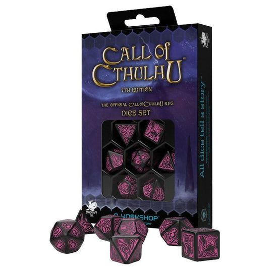 Call of Cthulhu - 7th Edition Black & magenta Dice Set (7)