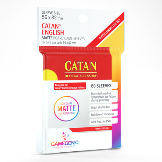 Gamegenic - MATTE Catan-Sized Sleeves 56 x 82 mm - Clear (60 Sleeves)