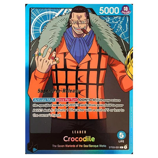 One Piece - ST-03: Starter Deck - The Seven Warlords of the Sea - Super Pre-Release - Crocodile - ST03-001p