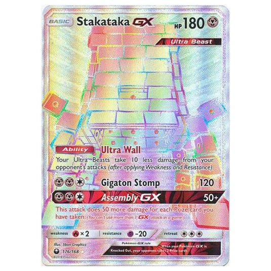 Pokemon - Sun & Moon - Celestial Storm - Stakataka-GX (Rainbow Rare) - 176/168