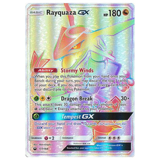 Pokemon - Sun & Moon - Celestial Storm - Rayquaza-GX (Rainbow Rare) - 177/168