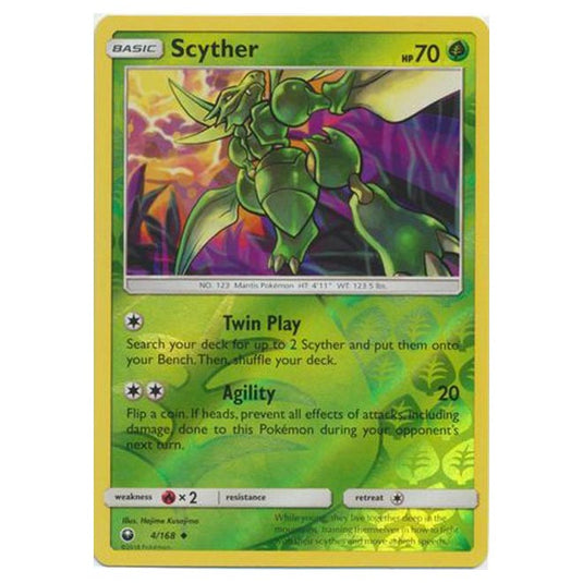 Pokemon - Sun & Moon - Celestial Storm - Scyther (Reverse Holo) - 4/168