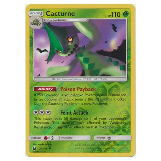 Pokemon - Sun & Moon - Celestial Storm - Cacturne (Reverse Holo) - 20/168