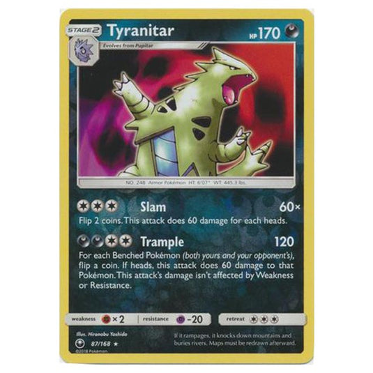 Pokemon - Sun & Moon - Celestial Storm - Tyranitar (Reverse Holo) - 87/168