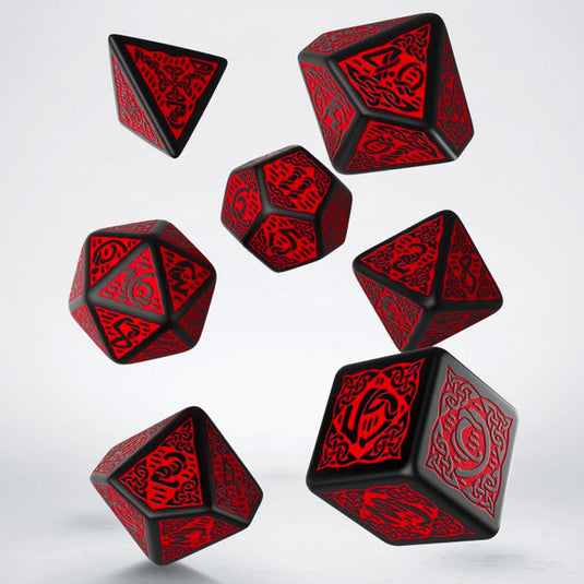 Celtic 3D Revised Black & Red Dice Set