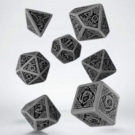 Celtic 3D Revised Gray & Black Dice Set (7)