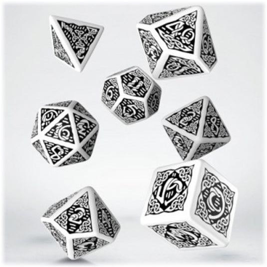 Celtic 3D Revised White & Black Dice Set (7)