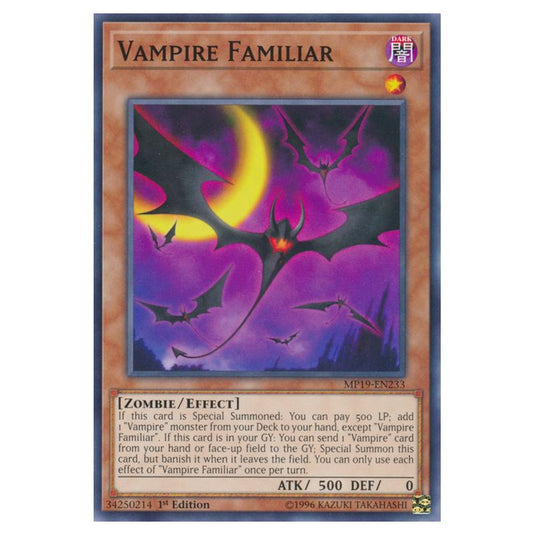Yu-Gi-Oh! - 2019 Gold Sarcophagus Tin Mega Pack - Vampire Familiar (Common) MP19-EN233