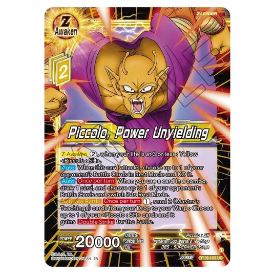 Dragon Ball Super - Fighter's Ambition - Piccolo, Power Unyielding - BT19-103