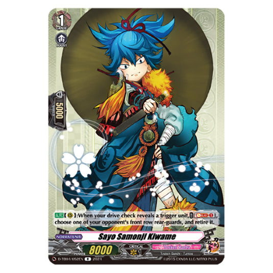 Sayo Samonji Kiwame D-TB04/052EN card from the Cardfight!! Vanguard set Touken Ranbu ONLINE 2023