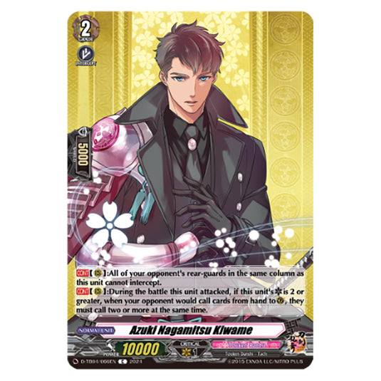 Azuki Nagamitsu Kiwame D-TB04/066EN card from the Cardfight!! Vanguard set Touken Ranbu ONLINE 2023