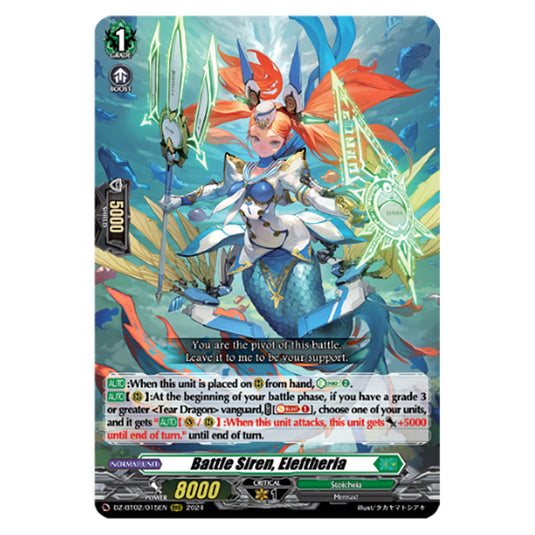 Battle Siren, Eleftheria DZ-BT02/015EN card from the Cardfight!! Vanguard set Illusionless Strife