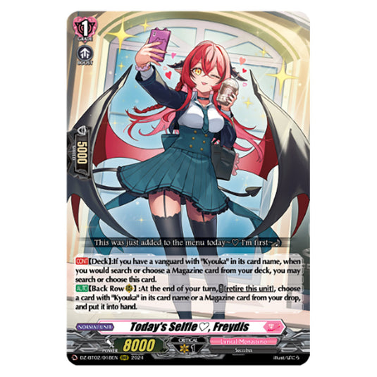 Today's Selfie, Freydis DZ-BT02/018EN card from the Cardfight!! Vanguard set Illusionless Strife