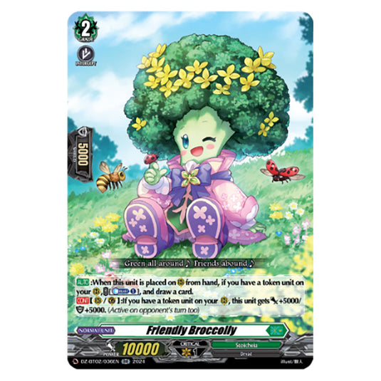 Friendly Broccolly DZ-BT02/036EN card from the Cardfight!! Vanguard set Illusionless Strife