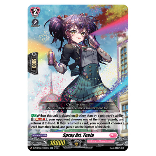 Spray Art, Teela DZ-BT02/039EN card from the Cardfight!! Vanguard set Illusionless Strife