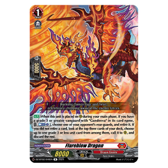 Flareblow Dragon DZ-BT02/046EN card from the Cardfight!! Vanguard set Illusionless Strife