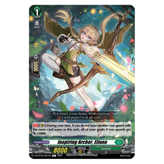 Inspiring Archer, Eliana DZ-BT02/061EN card from the Cardfight!! Vanguard set Illusionless Strife