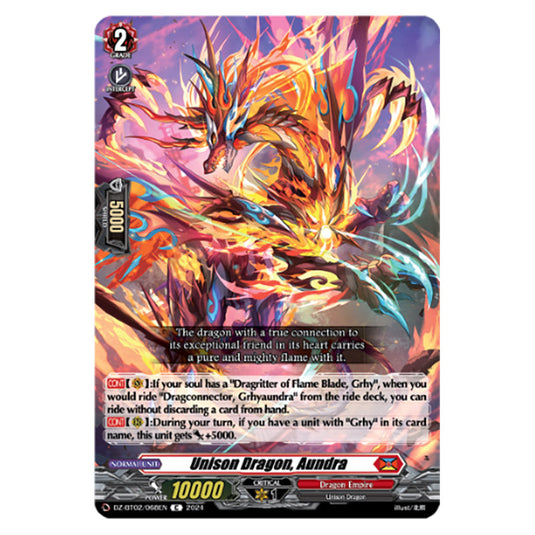 Unison Dragon, Aundra DZ-BT02/068EN card from the Cardfight!! Vanguard set Illusionless Strife