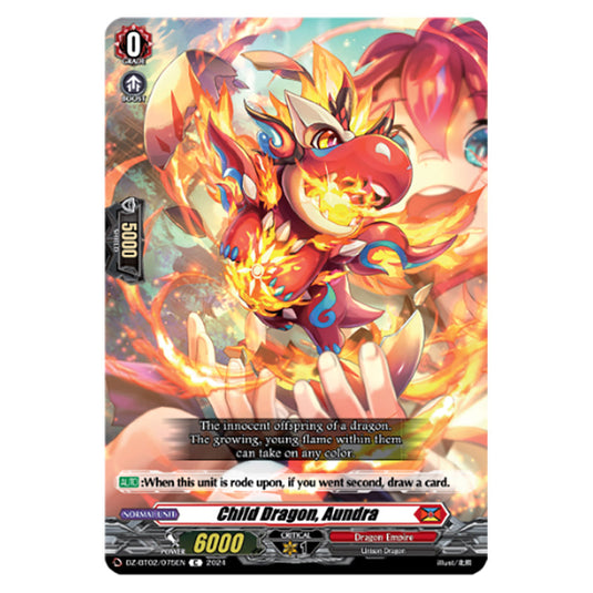 Child Dragon, Aundra DZ-BT02/075EN card from the Cardfight!! Vanguard set Illusionless Strife