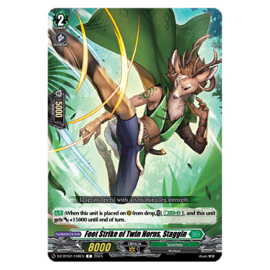 Foot Strike of Twin Horns, Staggin DZ-BT02/108EN card from the Cardfight!! Vanguard set Illusionless Strife