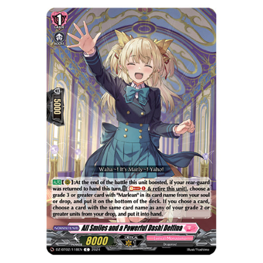 All Smiles and a Powerful Dash Delfina DZ-BT02/118EN card from the Cardfight!! Vanguard set Illusionless Strife