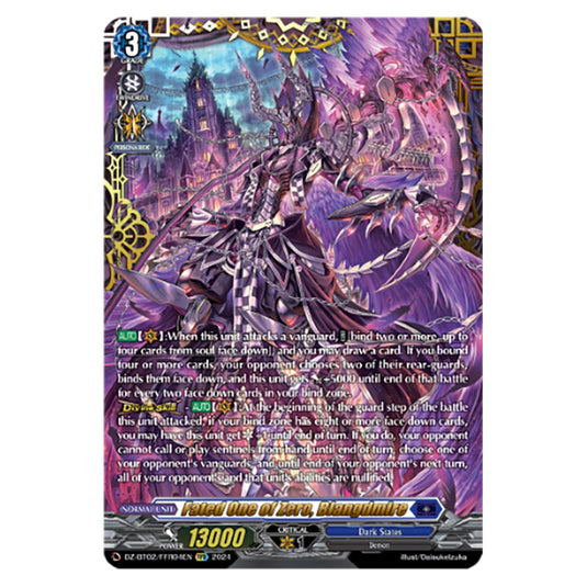 Fated One of Zero, Blangdmire DZ-BT02/FFR04EN card from the Cardfight!! Vanguard set Illusionless Strife