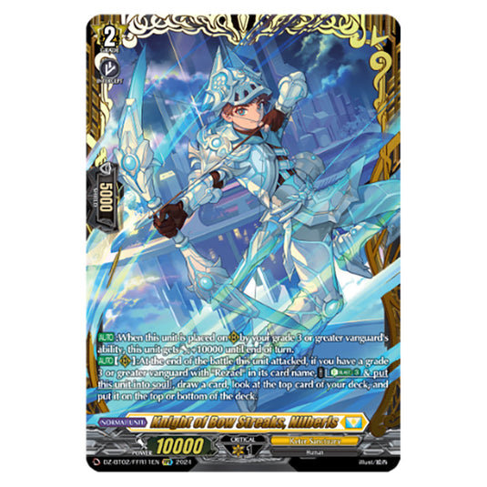 Knight of Bow Streaks, Nilberis DZ-BT02/FFR11EN card from the Cardfight!! Vanguard set Illusionless Strife