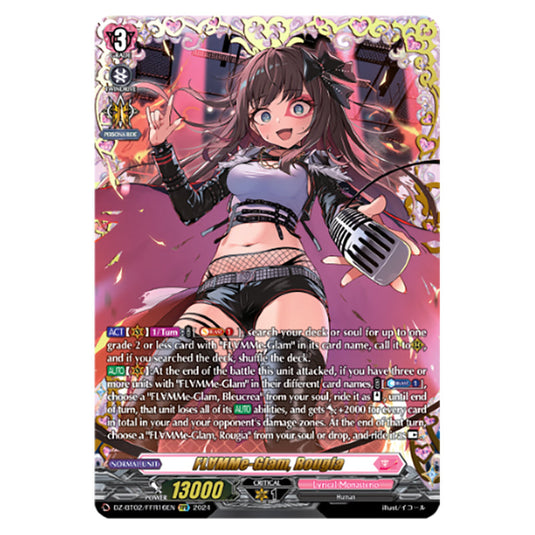 FLAMMe-Glam, Rougia DZ-BT02/FFR16EN card from the Cardfight!! Vanguard set Illusionless Strife