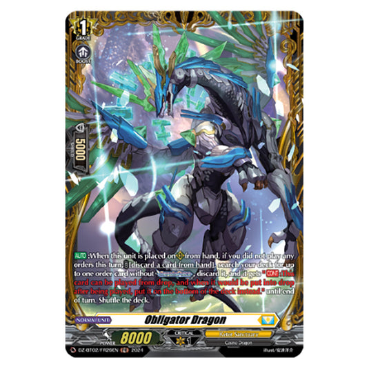 Obligator Dragon DZ-BT02/FR26EN card from the Cardfight!! Vanguard set Illusionless Strife