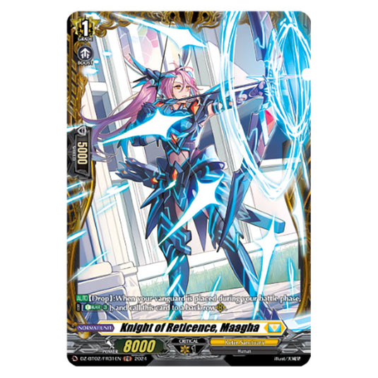 Knight of Reticence, Maagha DZ-BT02/FR31EN card from the Cardfight!! Vanguard set Illusionless Strife