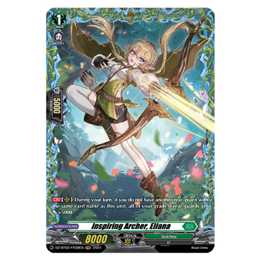 Inspiring Archer, Eliana DZ-BT02/FR39EN card from the Cardfight!! Vanguard set Illusionless Strife